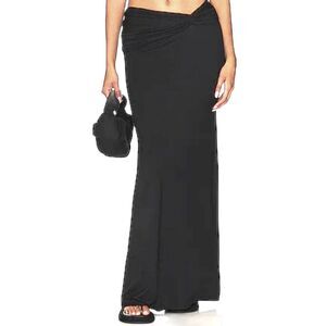 House of Harlow Revolve Women's Black Jersey Gathered Ruched Maxi Skirt Size M